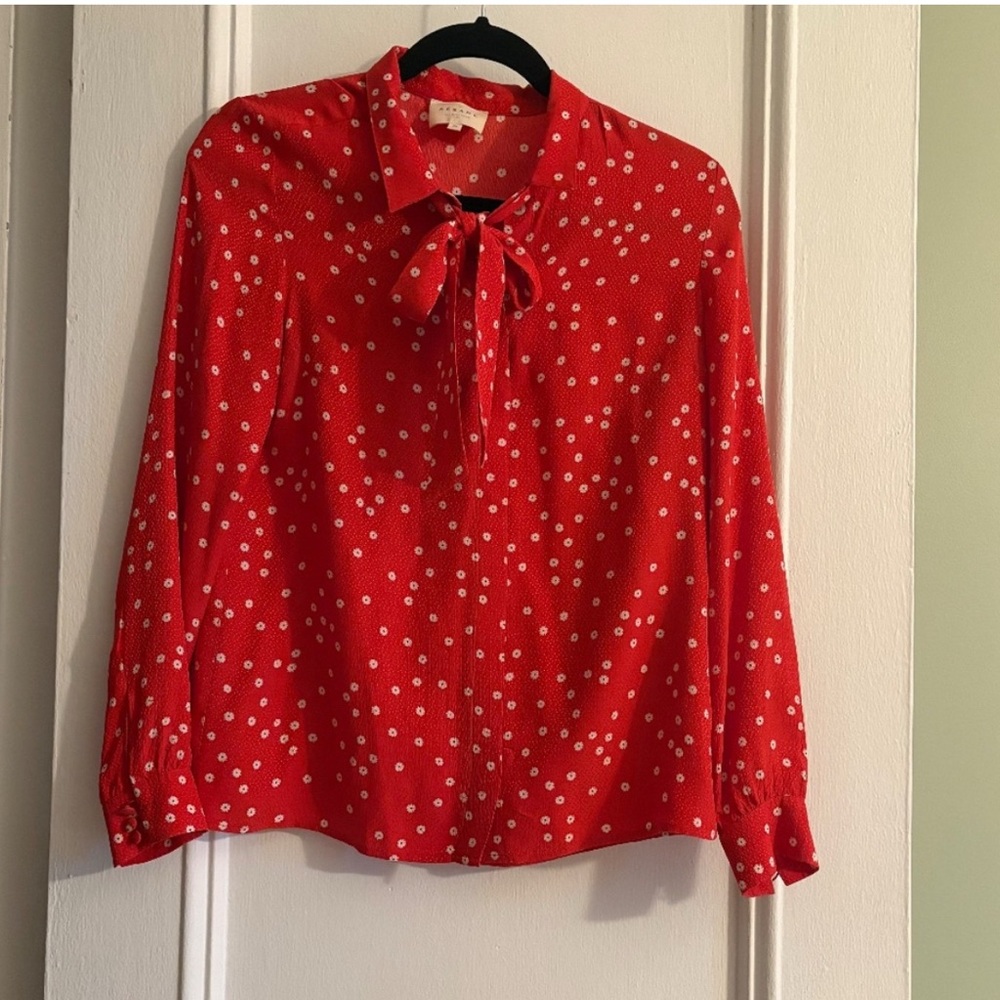 Sezane Red Floral Blouse